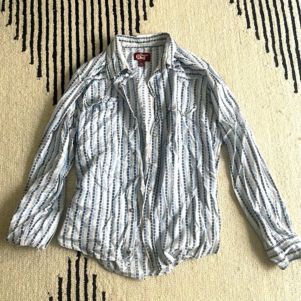 Blue and white button down